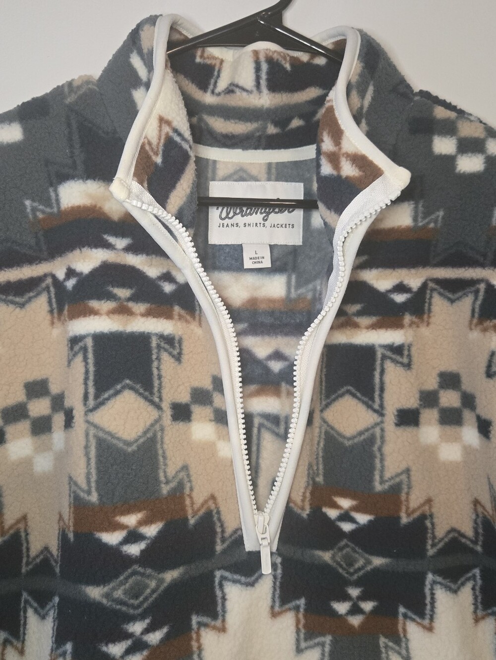 Wrangler Dusty Blue Retro Quarter Zip Sherpa Women's Pullover Jacket Size Large - Picture 5 of 16